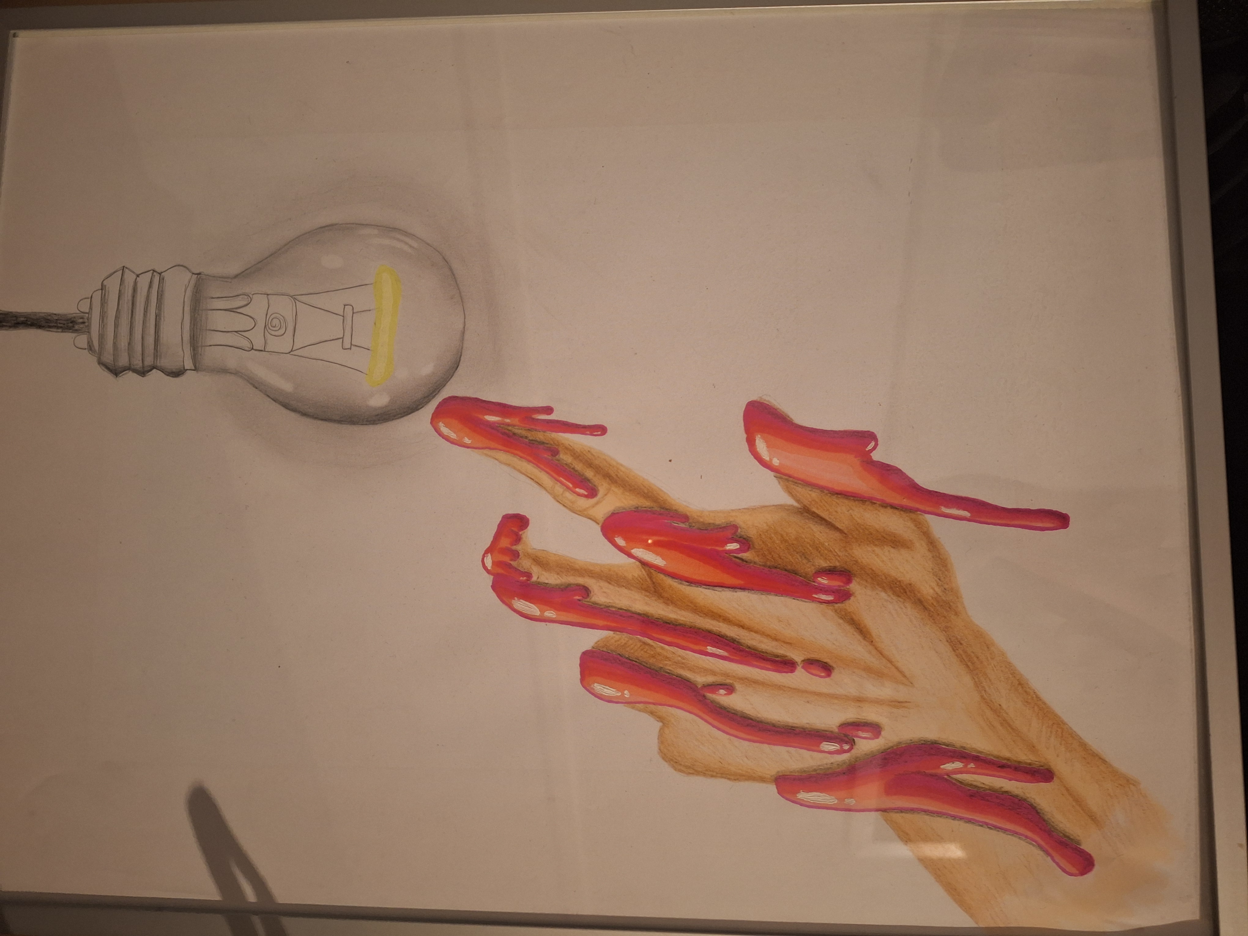 Tekening van een hand die naar het licht grijpt