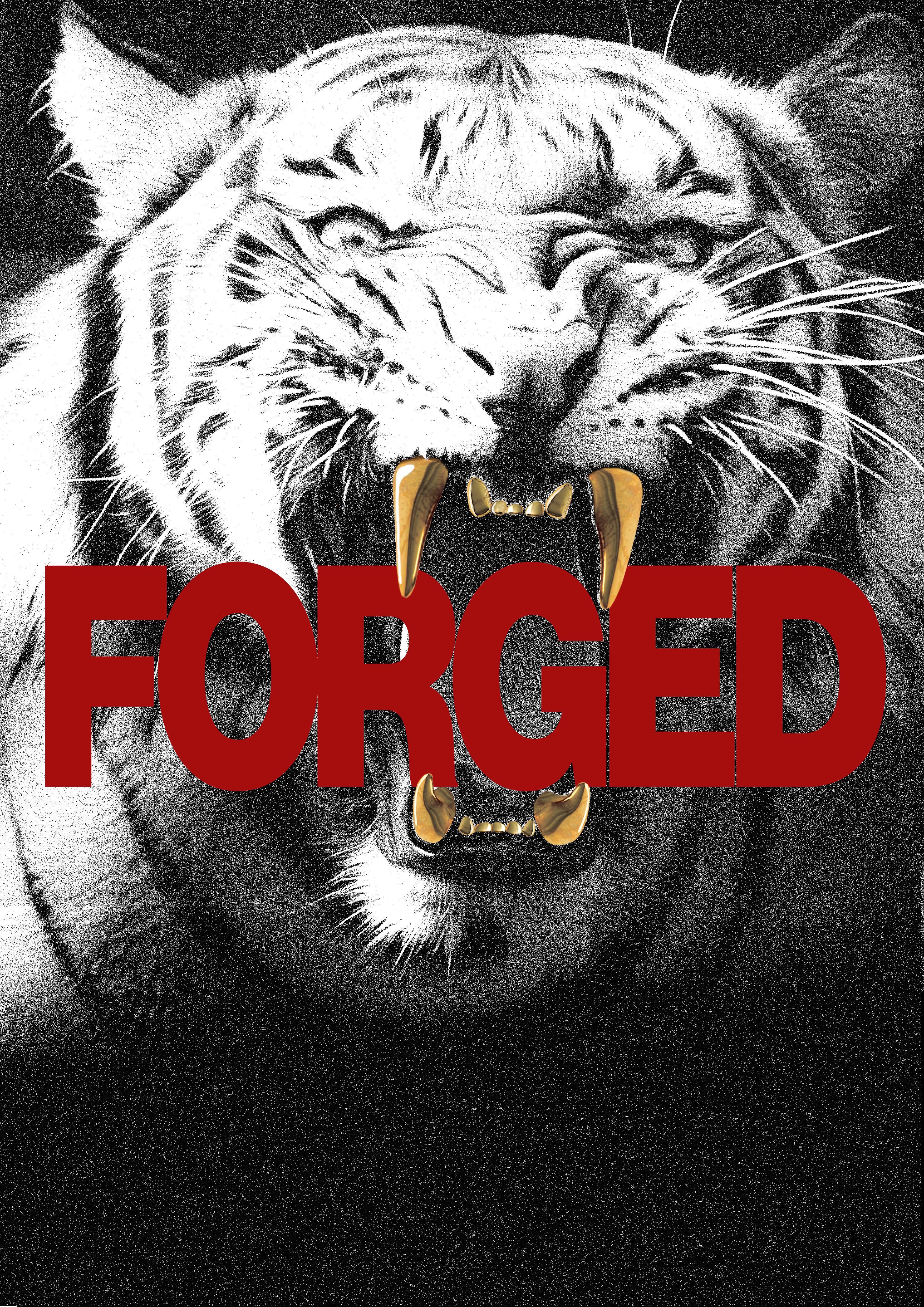 Poster van een tijger met gouden grillz